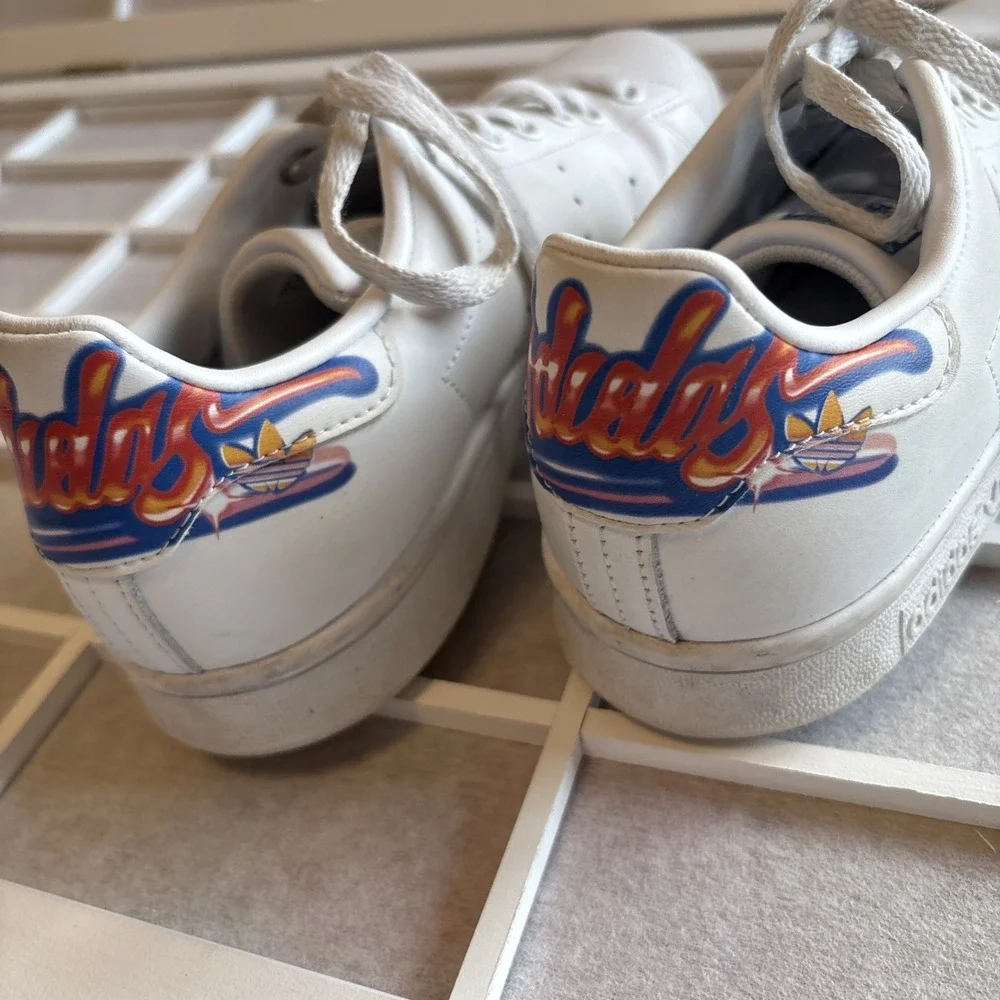 Adidas Originals Leather Stan Smith Graffiti‎ White Bluebird FV7869 Men Sz 7.5